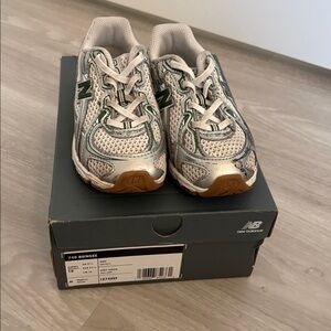 New Balance Kids' Silver and Green Sneakers